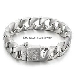 Chain Link Bracelets European And American Simple Fashion Highlights Personality Hiphop Male Titanium Steel Allsteel Bracelet Drop D Dh1Fx