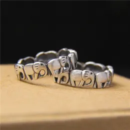 Cluster Rings 925 Sterling Silver Female Finger Small Elephant Animal Open Ring For Women Men Fashion Party Jewelry