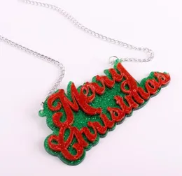 Acrylic Glitter Merry Christmas Letter Pendant Necklace for Women Man Chain Girls Kids Trendy Jewelry Cute Accessories18862261315494
