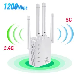 أجهزة التوجيه 5 جيجاهرتز WiFi Booster مكرر لاسلكي Wi Fi Extender 1200Mbps مكبر للشبكة 802.11n إشارة WiFi طويلة المدى