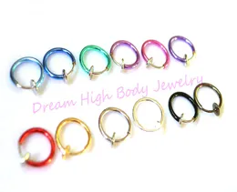 Clip on Ear Fake Hoop Body Nose Lip Ring stud earrings Punk Goth Piercing 13mm Mixed Colors No Piercing Cartilage Septum4416269