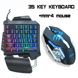 مجموعات 35 مفاتيح لوحة المفاتيح الإضاءة الخلفية واحدة للوحة المفاتيح Mouse Mouse Mouse Wired Gamer Gaming Mouse و Keyboard Kit لـ Pro Gamer