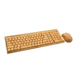 Combos 2022 New Bamboo Keyboard Mouse Wireless Combo Set For Laptop PC Office USB Plug and Play