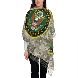 スカーフ米国陸軍迷彩スカーフ女性豪華な冬のショールラップ軍事戦術迷彩タッセル