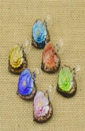 Glass Pendants Necklace 3D Flower Heart Love Shaped Murano Glass Jewelry Lampwork Glaze Pendant in Cheap 12pcs53332157793458