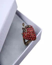 Women Strawberry Band Rings Shiny Rhinestone Crystal Ring Fashion Designers Wedding Engagement Jewelry Womens Adjustable Hand Jewe6657251