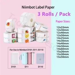 Skrivare 3 Rolls Niimbot D110 D101 D11 Original Termisk etikett Printer Paper Commercial Home Storage Marking Label Paper Kids Fun Stickers