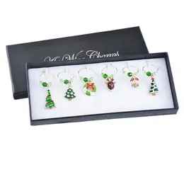 Charms 1set/6pcs esmalte verde vidro de vidro de vidro metal de natal marcador de mesa de mesa decoração de presente entrega de joalheria de jóias compo dhutq