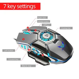 Myszy 6 przycisków gier USB Profesjonalny profesjonalny mysz gier z chłodzeniem wentylatora 6400dpi RGB dla laptopa komputera PC PC Gaming Mushing