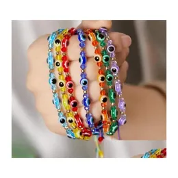 Perline turco malvagio blu occhio perline fili braccialetto fatto a mano corda intrecciata catena Colorf coppia braccialetti di cristallo colori misti ragazze D Dhyb7