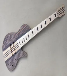 Factory Electric Semifinished Zebra Wood Body Bass Guitar Sats med 6 strängar DIY Guitar Maple Fretboard Ingen färg kan ändras6970461