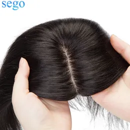 Synthetische s SEGO 10 x 12 cm Seidenbasis 25 x 9 cm Haaraufsätze 100 menschliche Teile für Frauen Haarteil 4 Clips in 230526