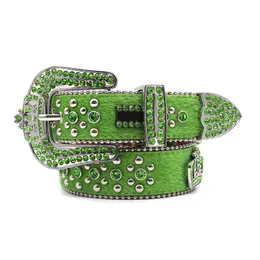 Fashion Crown BB Belt Designer Belt craved com cintos de strass em várias cores