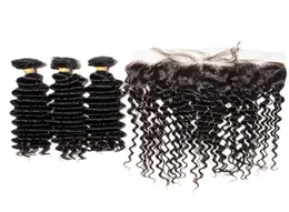 10A Lace Frontal Closure 13x4 size Pre Plucked Virgin Brazilian Peruvian Malaysian Straight Loose Deep Curly Body Wave Human Hair 4122944