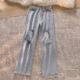 Women's Jeans ILARES Jean Female Clothing Y2k Pants Ripped Streetwear Vintage Clothes Korean Fashion Baggy Oversize High Waist