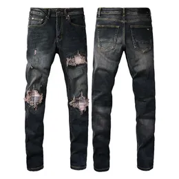 2023 New high-quality jeans tattered and ripped motorcycle pants slim fit motorcycle jeans men's designer jeans Size 28-40 #08