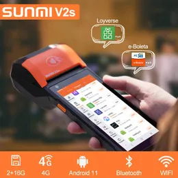 Skrivare Nya SunMI V2S NFC 4G PDA Android 11 POS Terminal Kvitto Skrivare Handhållen Data Collector Portable Strecke Streckkodscanner Allinone