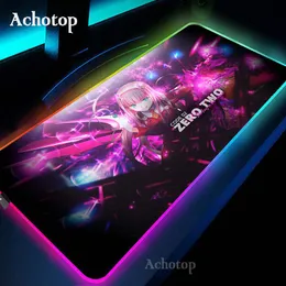 Pads Zero Two Darling In The Franxx RGB Large Gaming Mouse Pad XXL Glowing Led Extended Mousepad XL Rubber Computer Keyboard Desk Mat