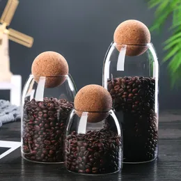 Round ball cork glass sealed jar Tea storage jar Grain storage jar Coffee bean kitchen bottle