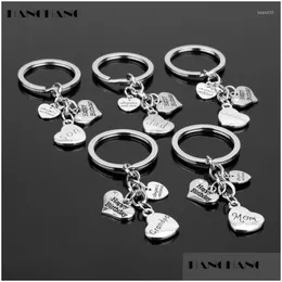 Keychains Lanyards Hanchang Est Jewelry Key Chains Family Members Happy Birthday Gifts Heart Charms Keyrings Car Door Keychain Lla Dhewj