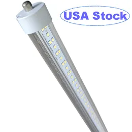8FT LED Tube Light, Single Pin FA8 Base, 144W 18000LM 6500K White, 270 Degree V Shaped LED Fluorescent Bulb (250W Replacement), Clear Cover, Dual-Ended Power oemled