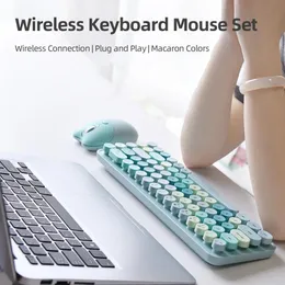 Combos MOFII Bluetooth Wireless Keyboard Mouse Set Waterproof Mixed Candy Color 68Key Roud Keycap 2.4G PC Computer Keyboard Mice Combos