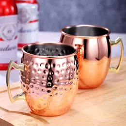 Mugs Unibird 1/2/4Pcs Moscow Mule 19oz Bar Cocktail Beer Cup 530ML Drum Type Copper Plated Coffee Milk Mug Water Drink Tumbler