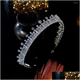 Hårklämmor Barrettes Zircon Brudhuvudstycke Bröllopstillbehör Krona förlängda tiara smycken för kvinnor Asnora Drop Delivery Hairje DH0MQ