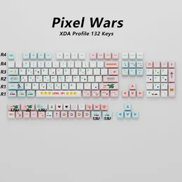 Combos KBDiy PBT Cute Pink Keycap 132Key XDA Profile Pixel Wars Keycap for MX Custom Mechanical Gaming Keyboard for GK61/64/68/78/87/96