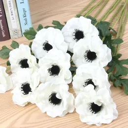 Dekorative Blumen 15 teile/los Künstliche Single Head Anemone Blume Hause Wohnzimmer Dekoration Gefälschte Hochzeit Szene Layout Po Requisiten