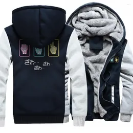 Men's Jackets Skeletal Sign Language 452 Printing Mens Hoodies Fleece Zip Up Sweatshirt Winter Windproof Loose Menswear Thicken Clothes