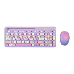 Combos MOFII 2.4G trådlöst tangentbord Muskombo -tangentbord och mus som delar ett mottagare USB -gränssnitt 110 Key Slot Design Purple