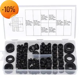 Ny 180st Packning Kit Svart gummibricka tätningar Grommets sortiment Set av hög kvalitet reservdelar Kabelkabel med låda