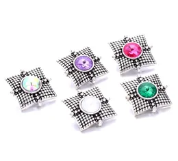 Vintage Square Shape Snap Button Clasps Jewelry findings Rhinestone 18mm Metal Snaps Buttons DIY Necklace Bracelet jewelery2538060