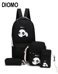 Diomo Panda Tasche Weibliche Leinwand Schule Rucksack Set Für Jungen Mit Mädchen Teenager Laptop Rucksack Frauen Umhängetasche Federmäppchen Kind Y9498801