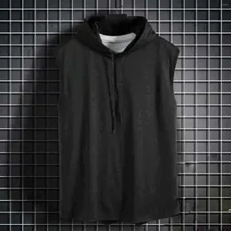 Men's Tank Tops Mens Sleeveless Vest Top Casual T Shirt Solid Color Hooded Hoodie Medium Men's Shirts Big And Tall Large