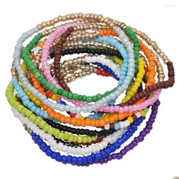 Beaded Strand 5Pcs/Set Bohemian Mtilayer Colorf For Women Elastic Handmade Beads Charm Bracelet Femme Boho Jewelry Drop Delivery Brac Dhalr