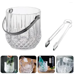 Storage Bottles Portable Ice Bucket Handle Barrel Transparency Glass Set Practical Containers Food Drinks Multifunctional