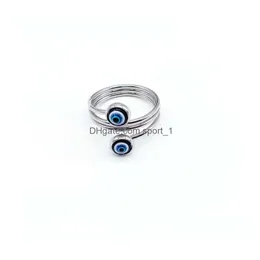 Band Rings Stainless Steel Blue Evil Eye Finger For Women Gift Turkish Lucky Open Ring Drop Delivery Jewelry Dhmoe