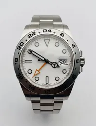 Men Women Selectie beste 42 mm 2813 Bewegingspolshatches met Asia 2813 Modified Explorer White Dial Black Mens GMT Watch Watches