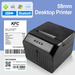 Printers 58mm Desktop Receipt Label Thermal Printer Barcode Bill Ticket Label Self Adhesive Sticker USB Bluetooth 2058mm POS Impresora