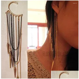 Clip-On skruvbackbackar örhängen Pendientes Mujer Moda 2023 Fashion Jewelry Long Tassel Korean Brinco Ear Cuff For Women Clip on Dhgy0