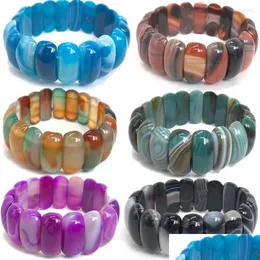 Perlenstrang Natürliche Farbe Bota Achat Aura Behandlung Kristall Quarz Armband Energie Schmuck Psera Homme 8X25Mm Drop Lieferung Bracele Dh9Pk