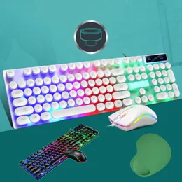 Комбинированная игровая клавиатура и мышь, комбинированная USB-проводная светодиодная RGB-подсветка, светящаяся клавиша в стиле панк, эргономичная геймерская клавиатура и мышь, набор для компьютера, ПК