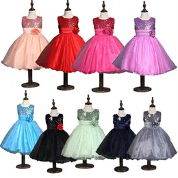 2018 Yaz Çocukları Sequin Dress Girls Tutu Dantel Çiçek Uzun Elbiseler Prenses Şifon Resmi Çocuk Elbise Moda Kız Giysileri 10325f