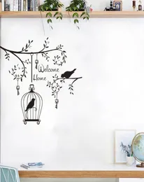 壁のステッカー歓迎ホームステッカー鳥の装飾リビングルームの寝室のデカールリムーバブルバードケージの装飾6684247