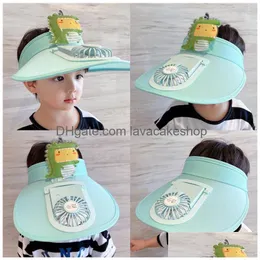 Cappelli da festa Visiera parasole Cappello con ventola per bambini Mediazione a tre ingranaggi e protezione per ampia area Visiera Drop Delivery Giardino domestico Festi Dhl3Y