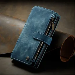 Luxury Leather Wallet Case For iPhone 15 14 14Pro 14Plus 13 12 11 Pro Max X XR XS Max Zipper Card slot Wallet Cover för iPhone SE 7 8 Plus 15Pro 15Promax 14Promax 13Promax