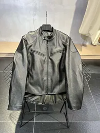 Wysokiej jakości designerska skórzana kurtka drobna skórzana skórzana kurtka luksusowa marka męska mens Casual Motorcycle Skórzana kurtka