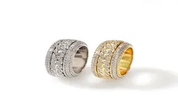 Rotatable Cuban Ring Fashion Hip Hop Jewelry Mens Gold Silver High Quality Diamond Iced Out Rings5351413